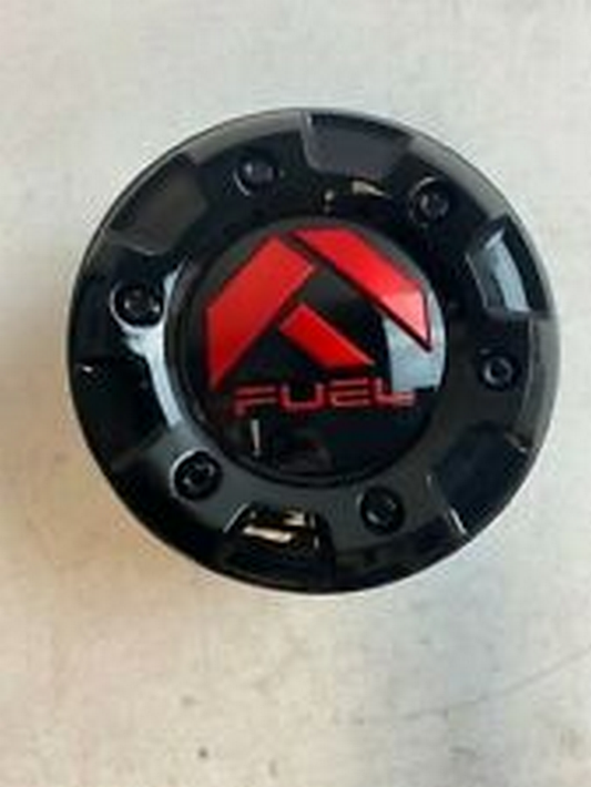 Fuel 1PC FUEL-TOP SECTION OF FUEL Center Cap Gloss Black/Red LOGO - 1001-58CEN-GBQ product image