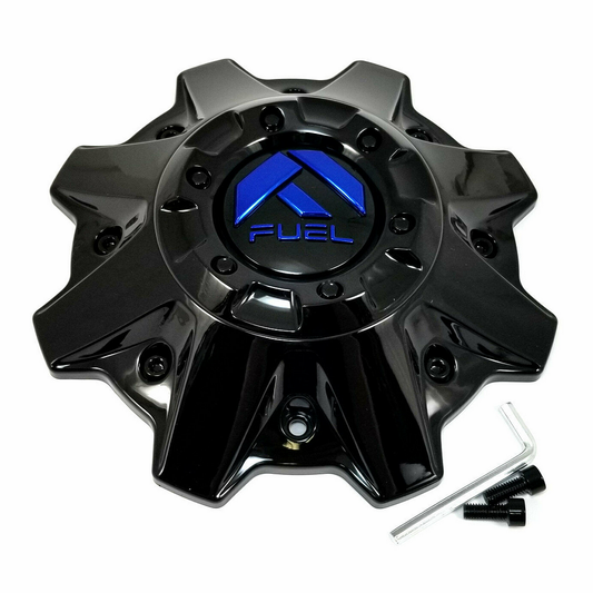 Fuel 1PC FUEL GLOSS Black BLUE LOGO Center Cap (FLAT) - 1001-83GBK product image