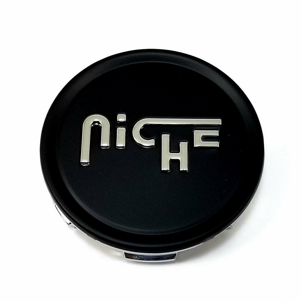 Niche 1PC NICHE 2.70" FLAT Center Cap-MT-Black SILVER LOGO - 1003-22MBS product image