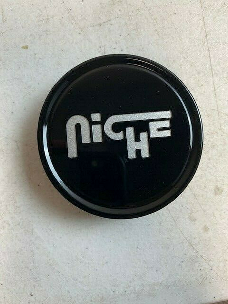 Niche 1PC NICHE 2.95" FLAT Center Cap-GL-Black SILVER LOGO - 1003-24GBS product image