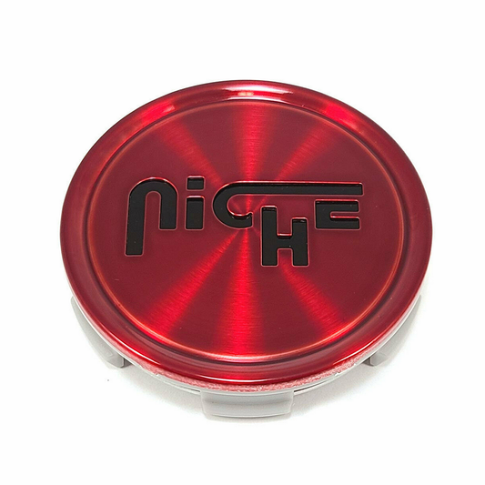 Niche 1PC NICHE 2.95"FLAT Center Cap-GL-Red LOGO IN Black - 1003-24QLB product image