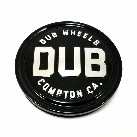 DUB 1PC DUB COMPTON 3"FLAT Center Cap GL-Black SLVR LOGO - 1003-95-04GB product image