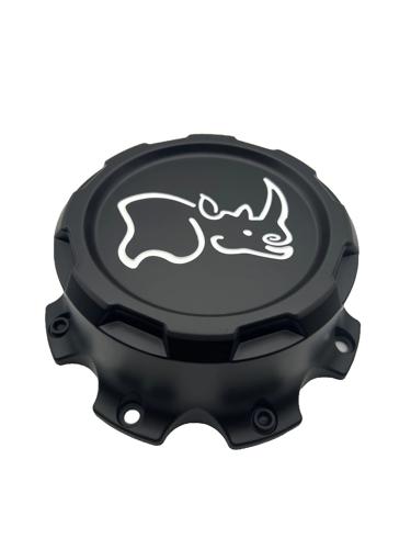 Black Rhino Hard Alloys Center Cap BR ANIM SCREWON 8/165 MTBLK WHT LOGO - CCBR6S8165180MB product image