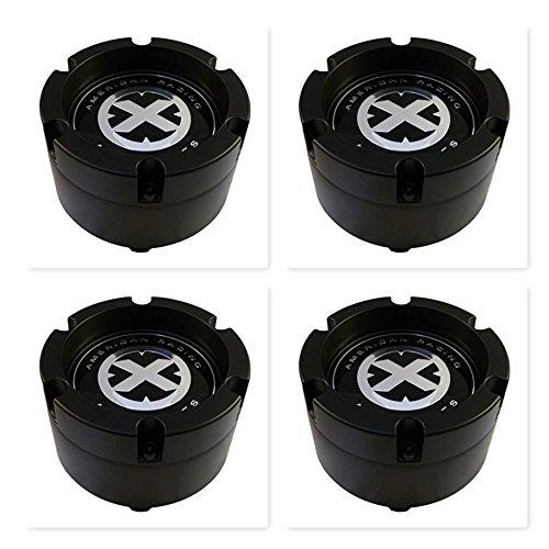 4 Pack American Racing ATX 391K132 8 Lug Black Snap In 2pc Wheel Center Cap - The Center Cap Store