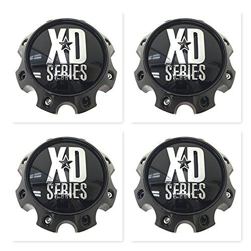 4 Pack KMC XD Series 1079L170 LG1301-05 1079L170GB Gloss Black 8 Lug Center Cap - The Center Cap Store