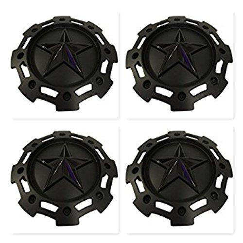 4 Pack KMC XD Series 811 Rockstar 2 Matte Black w Black Star Center Cap SC-198 SC-190 - The Center Cap Store