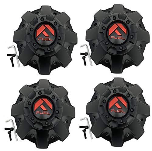 Fuel Matte Black with RED Emblem Wheel Center Cap Set of Four (4) 1001-63MBQ - The Center Cap Store
