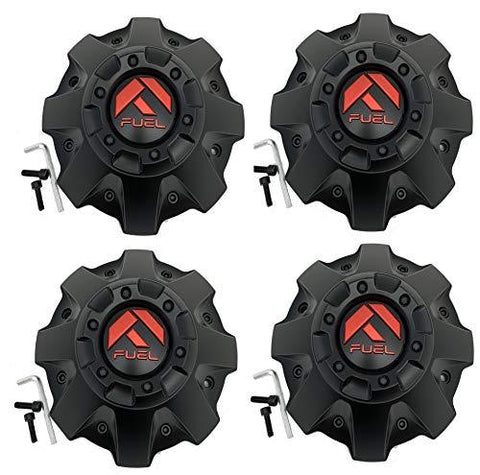 Fuel Matte Black with RED Emblem Wheel Center Cap Set of Four (4) 1001-63MBQ - The Center Cap Store