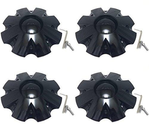 Set (4pcs) KMC Gloss Black Wheel Center Hub Caps for KM651 Slide - The Center Cap Store