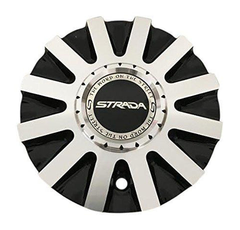 Strada Spina 11212285F-3 Black and Machined Wheel Center Cap - The Center Cap Store